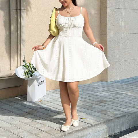 Plus-size Womens Summer White Slip Dress
